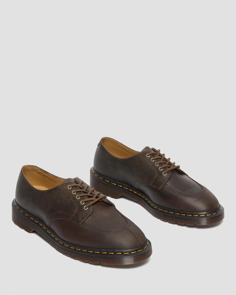 Dark / Brown Men's Dr Martens 2046 Crazy Horse Leather Oxfords Shoes | CA 610QMA